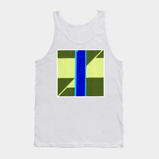 Inverted Blue Green Geometric Abstract Acrylic Painting III Tank Top